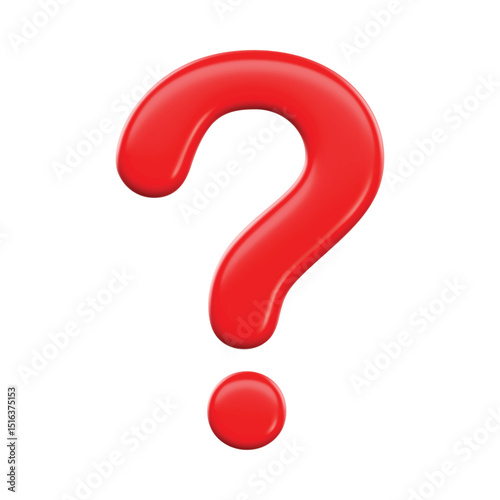 3d red question mark icon isolated on white background vector illustration.