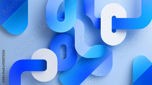 Abstract blue geometric flowchart symbolizing modern corporate efficiency and structured innovation