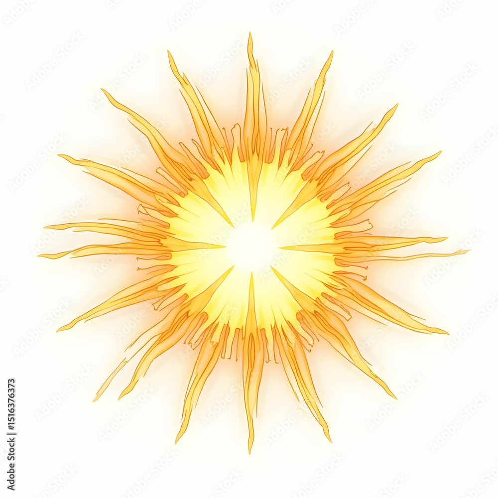 Bright Sunburst Illustration on White Background for Graphic Design Bright Sunburst Illustration on White Background for Graphic Design