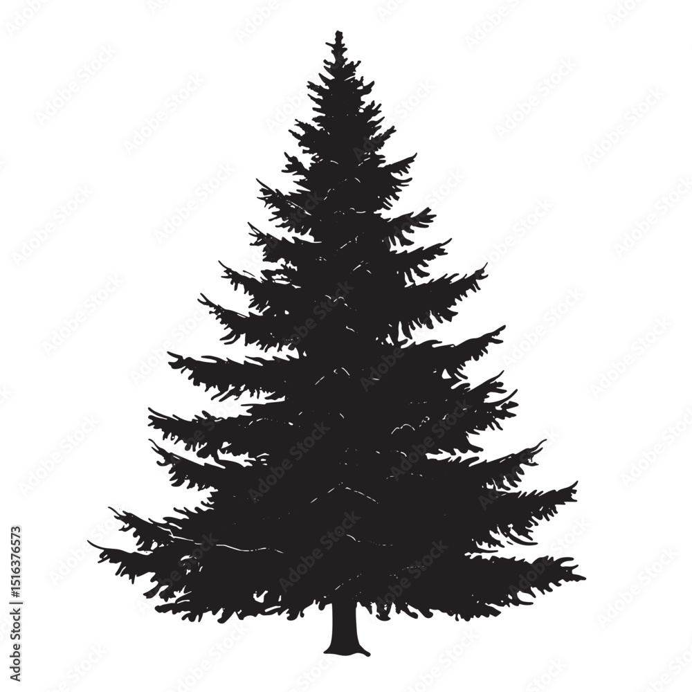 Obraz premium Festive Tree Vector Isolated Silhouette