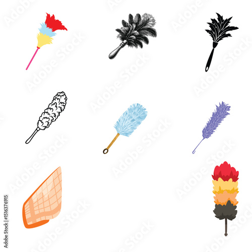 housekeeping feather duster and fabric duster vector