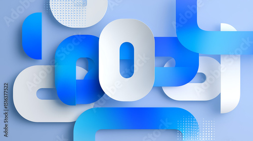 Abstract blue geometric flowchart symbolizing modern corporate efficiency and structured innovation