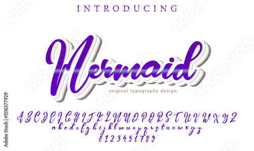 Mermaid Font Stylish brush painted an uppercase vector letters, alphabet, typeface