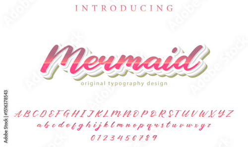 Mermaid Font Stylish brush painted an uppercase vector letters, alphabet, typeface