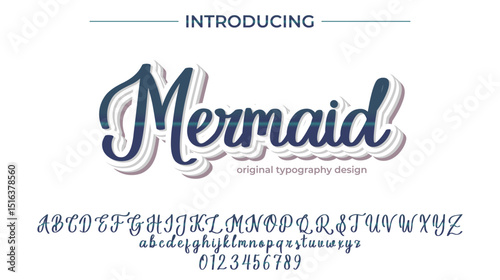 Mermaid Font Stylish brush painted an uppercase vector letters, alphabet, typeface