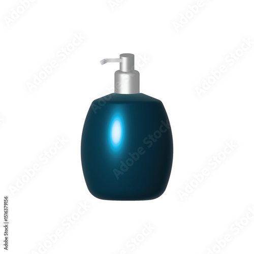 isolated A glossy teal liquid soap dispenser with a chrome pump.