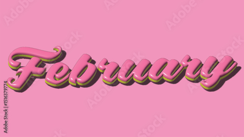 Playful Pink February Text Design for a Trendy Calendar