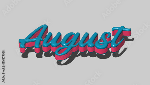 Vibrant 3D Text Displaying the Month August