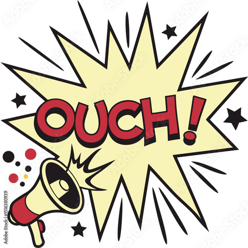 Comic Book Ouch Text Expressing Pain and Surprise. Vector Art Illustration.