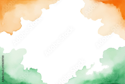 Abstract Tricolor: A captivating abstract watercolor composition, featuring a harmonious blend of vibrant orange, pristine white, and lush green hues.