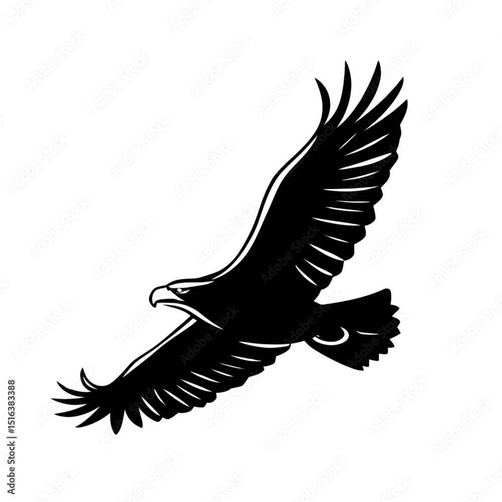 Obraz premium Flying Eagle Silhouette Vector – Bird of Prey Logo Art Design