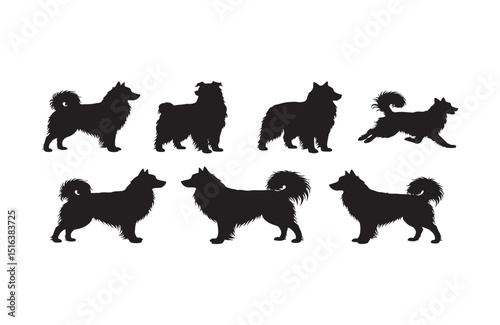 Collection of Dog Silhouettes Eight Breed Variations in Elegant Black Vector Illustrations