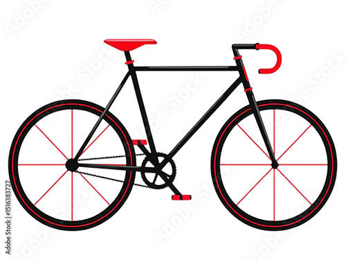 Sleek black and red bike vector illustration on a clean white background