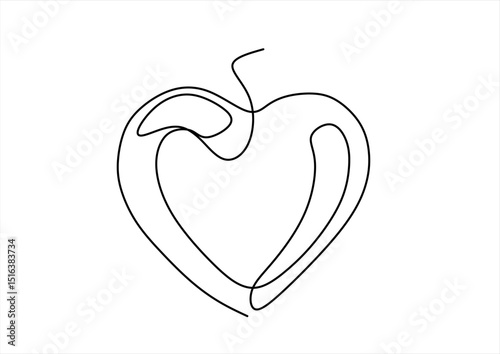 Continuous line drawing of heart on white background. Banner for valentine's day. Abstract heart. Editable stroke.	

