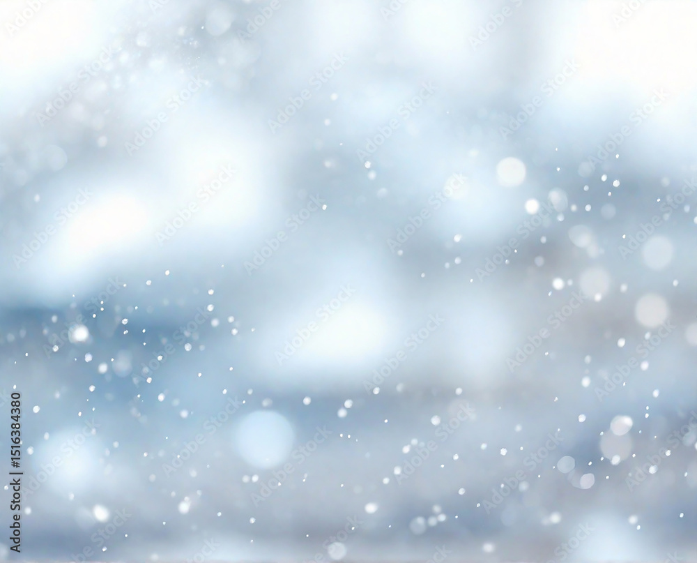 Fototapeta premium Snowy Bokeh Landscape Background, Winter Bokeh Snow Scene, Blurred Snowfall Graphic Wallpaper, Soft Snowy Lights Background, Snowfall Bokeh Effect Image