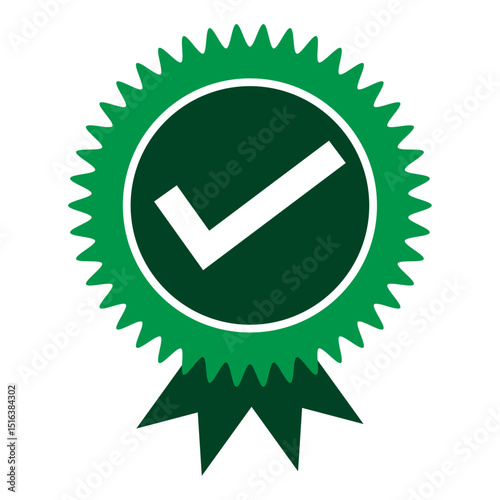 Green vector check mark circle button with tick yes symbol for web design