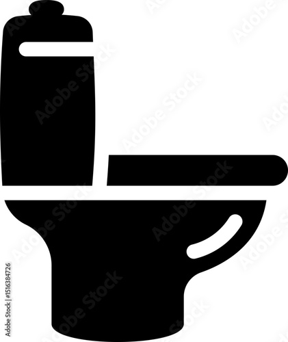 Toilet bowl icon. Silhouette style.