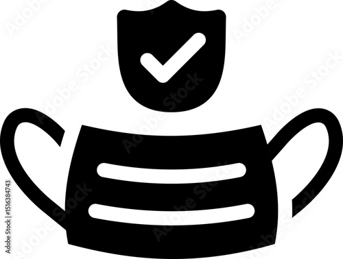 Face mask with shield check. Silhouette style.