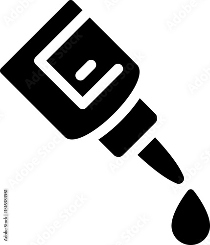 Glue tube with droplet icon. Silhouette style.