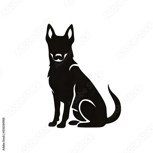 German Shepherd Silhouette Vector – Sitting Dog Outline Graphic Art