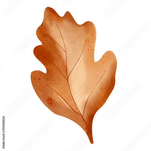 Watercolor autumn leaf. Hand painted fall foliage element for seasonal design, posters, cards