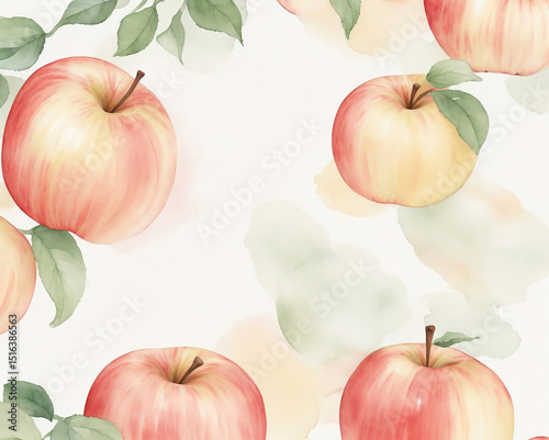 Watercolor Apple Illustration Background, Hand Painted Apple Art Wallpaper, Red Apple Watercolor Painting, Artistic Apple Fruit Background, Apple Sketch Watercolor Style