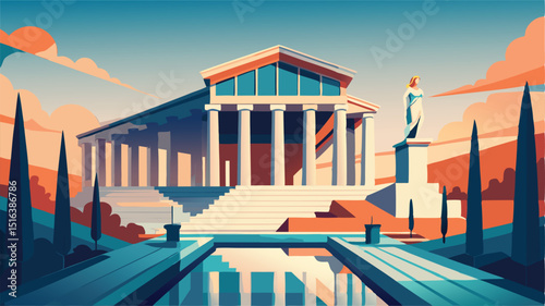 Illustration of parthenon temple architecture ancient greece art