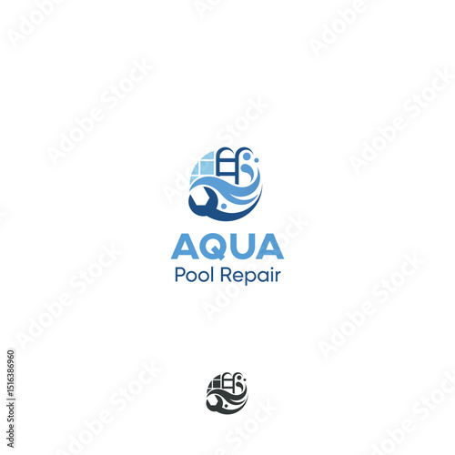 Repair and maintenance of swimming pools vector logo