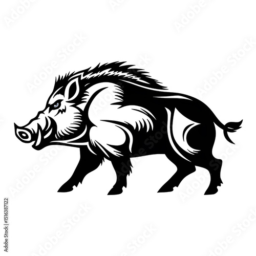 Wild Boar Tattoo Design – Fierce Hog Animal Silhouette Vector