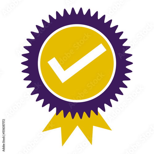 badge checkmark ribbon – approval verified symbol icon certification vector