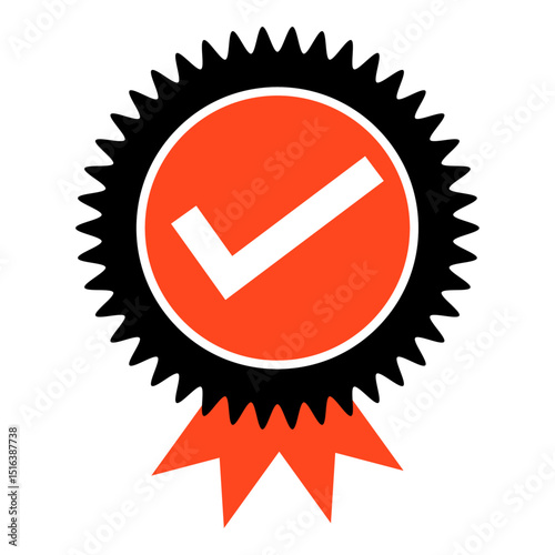 badge checkmark ribbon – approval verified symbol icon certification vector
