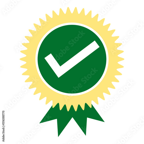 badge checkmark ribbon – approval verified symbol icon certification vector
