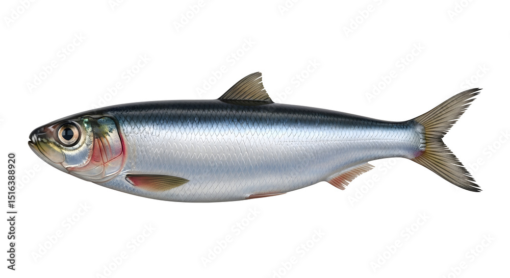 Fototapeta premium Sardines Fish Realistic Isolated Image on White Background