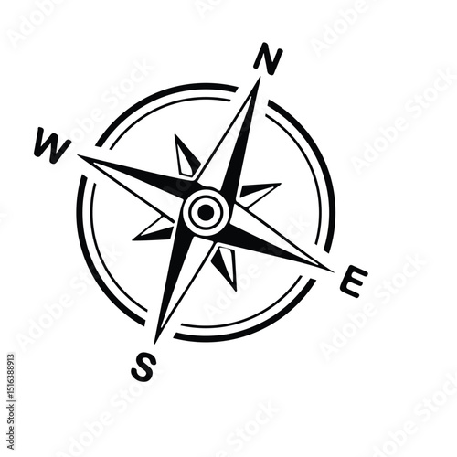 Compass rose vector illustration silhouette 