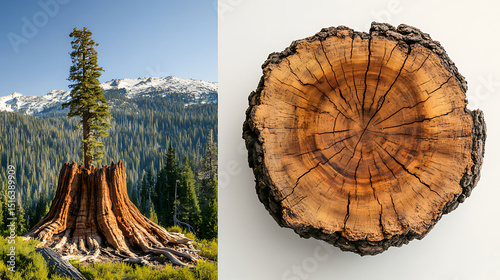  A sequoia tree with a growth ring for each year, illustrating its age and growth (1)