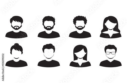 Collection of Simple Black and White User Profile Icons Male and Female Avatar Illustrations
