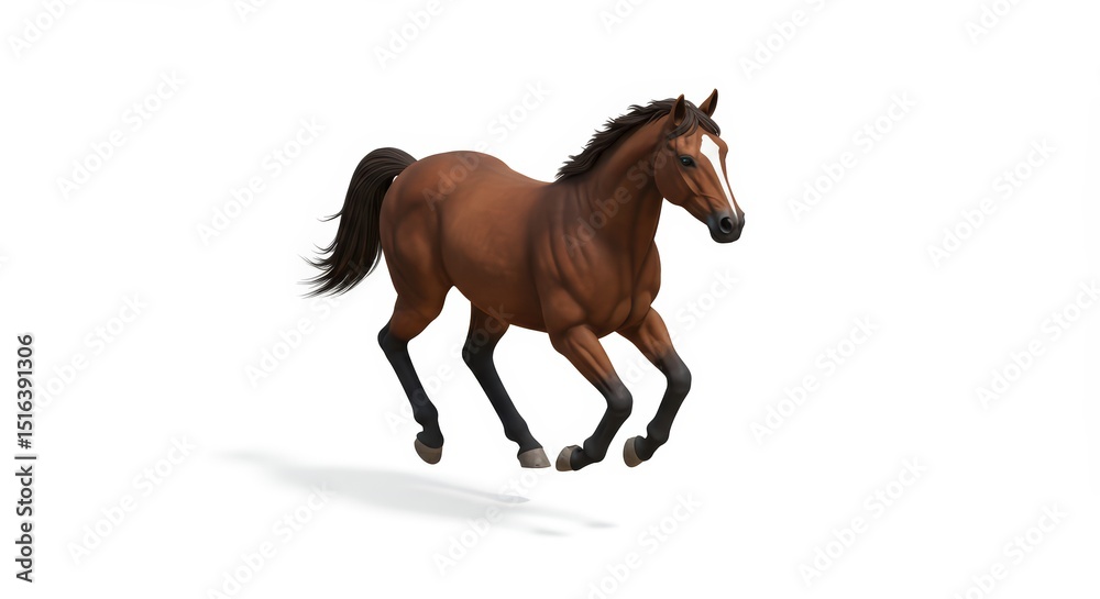 Obraz premium A Stunning Bay Horse in Motion: Grace, Speed, and Elegance
