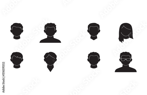 Collection of Simple Black and White User Profile Icons  Perfect for Websites and Applications