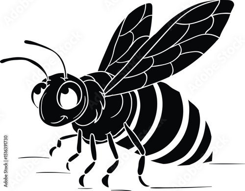 Hand drawing style of bee vector.  It is suitable for insect icon, sign or symbol.