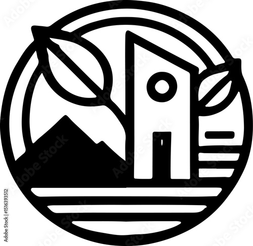 vector illustration sketch silhouette design icon logo symbol plant of hope as a symbol of nature conservation