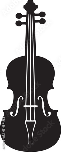 Classical Violin Icon Silhouette Vector Art