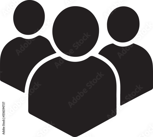 Three People Isometric Silhouette Vector Illustration