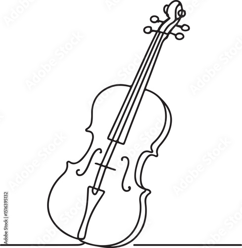 Violin Line Drawing Vector Silhouette Illustration