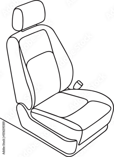 Isometric Car Seat Line Drawing Vector Icon