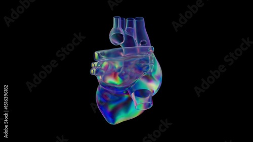 looped 3d animation. The heartbeat of a glass human heart