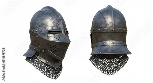 Medieval Knight's Helmet: A 3D Render of a  15th Century Bascinet