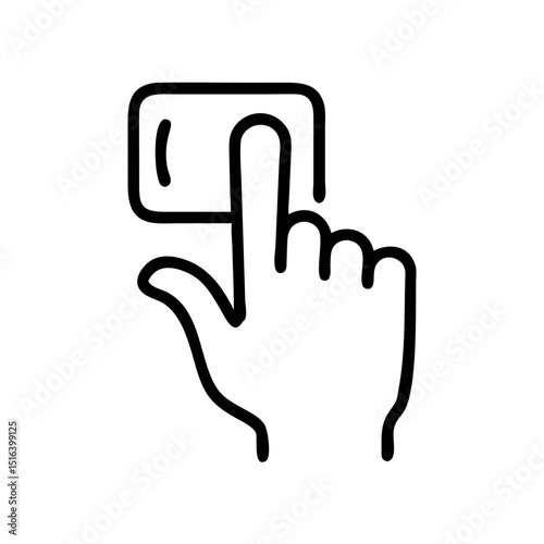 Hand pressing button with finger in minimal line art style  