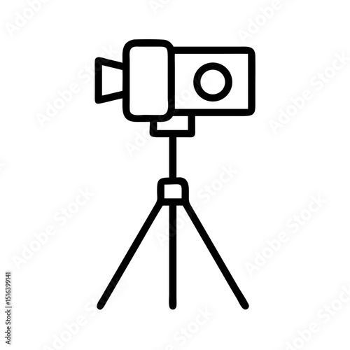 Camera on tripod in minimalist design for photography setup  