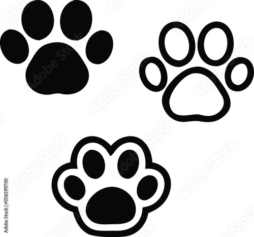 Dog or cat footprint vector icon illustration, animal f paw print isolated on white background