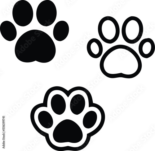 Dog or cat footprint vector icon illustration, animal f paw print isolated on white background
